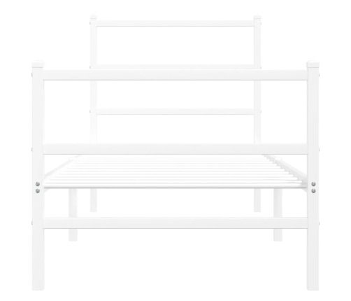 Estructura cama metal con cabecero y estribo blanco 75x190 cm