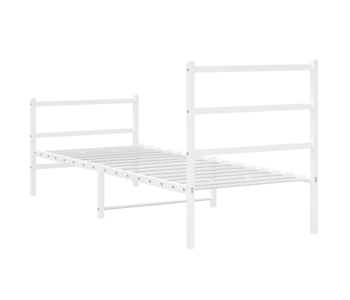 Estructura cama metal con cabecero y estribo blanco 75x190 cm