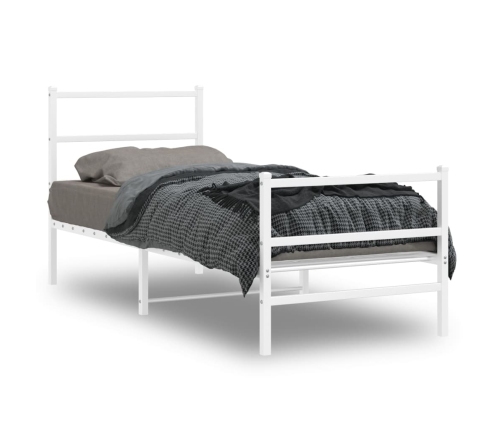 Estructura cama metal con cabecero y estribo blanco 75x190 cm