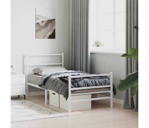 Estructura cama sin colchón con estribo metal blanco 90x190 cm