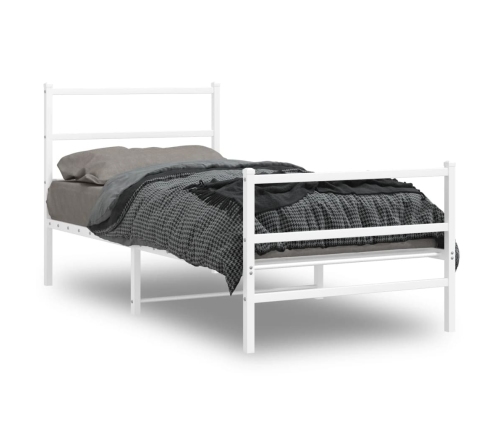 Estructura cama sin colchón con estribo metal blanco 90x190 cm