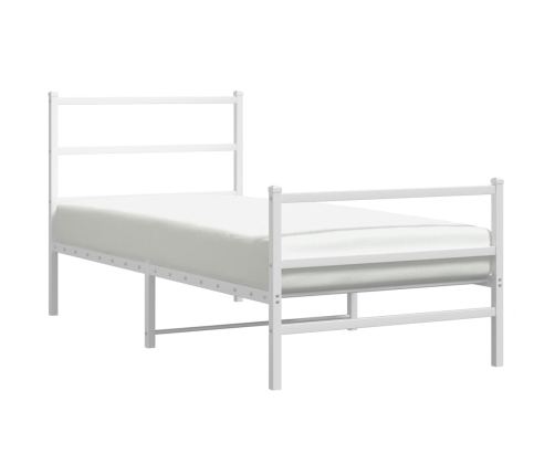 Estructura cama metal con cabecero y estribo blanco 90x200 cm