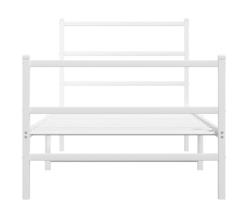 Estructura cama metal con cabecero y estribo blanco 90x200 cm