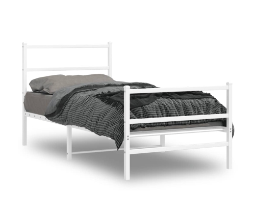 Estructura cama metal con cabecero y estribo blanco 90x200 cm