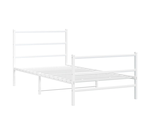 Estructura cama metal con cabecero y estribo blanco 100x190 cm