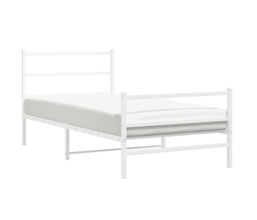 Estructura cama metal con cabecero y estribo blanco 100x190 cm