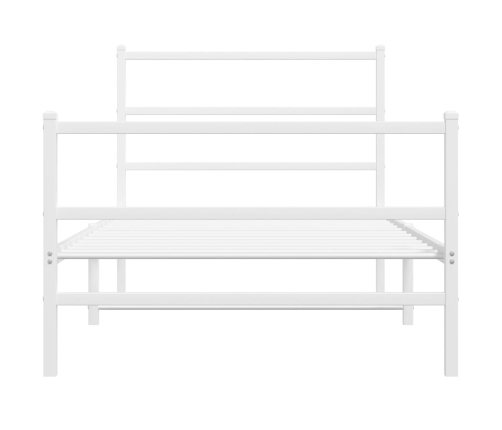 Estructura cama metal con cabecero y estribo blanco 100x190 cm