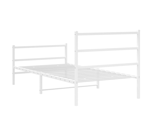 Estructura cama metal con cabecero y estribo blanco 100x190 cm