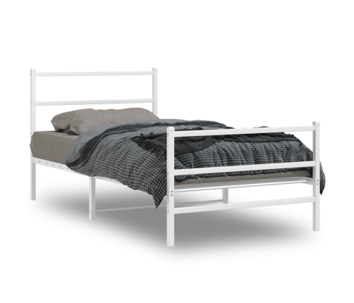 Estructura cama metal con cabecero y estribo blanco 100x190 cm