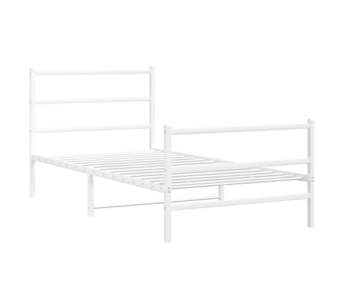 Estructura cama metal con cabecero y estribo blanco 107x203 cm