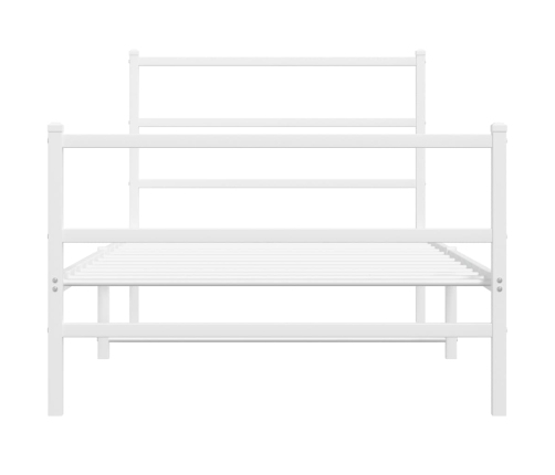 Estructura cama metal con cabecero y estribo blanco 107x203 cm