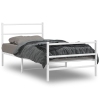 Estructura cama metal con cabecero y estribo blanco 107x203 cm