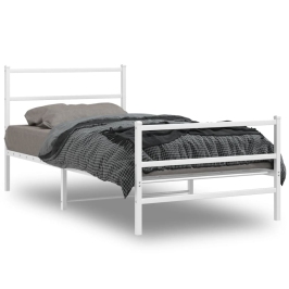 Estructura cama sin colchón con estribo metal blanco 107x203 cm
