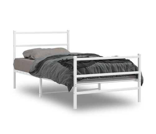 Estructura cama metal con cabecero y estribo blanco 107x203 cm