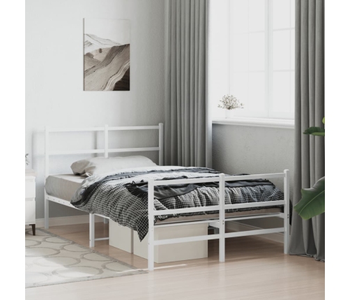 Estructura cama sin colchón con estribo metal blanco 120x190 cm