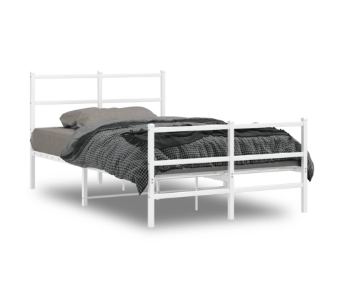 Estructura cama sin colchón con estribo metal blanco 120x190 cm