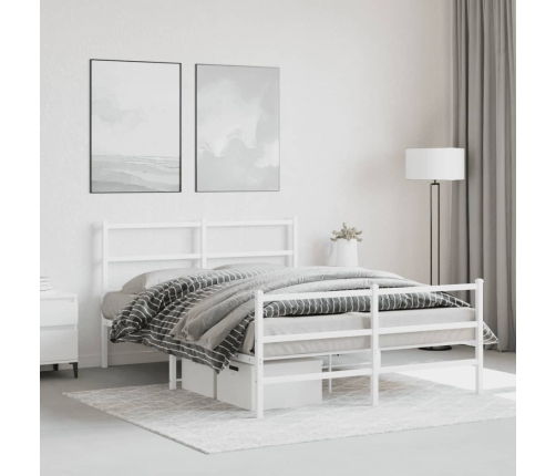 Estructura cama sin colchón con estribo metal blanco 135x190 cm