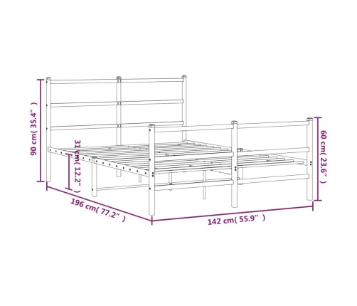 Estructura cama sin colchón con estribo metal blanco 135x190 cm