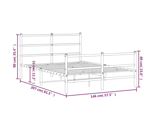 Estructura cama sin colchón con estribo metal blanco 140x200 cm