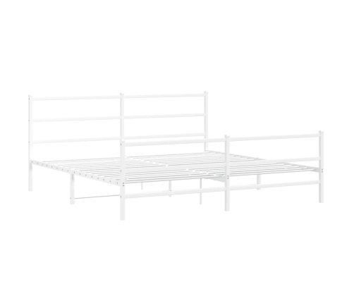 Estructura cama metal con cabecero y estribo blanco 183x213 cm