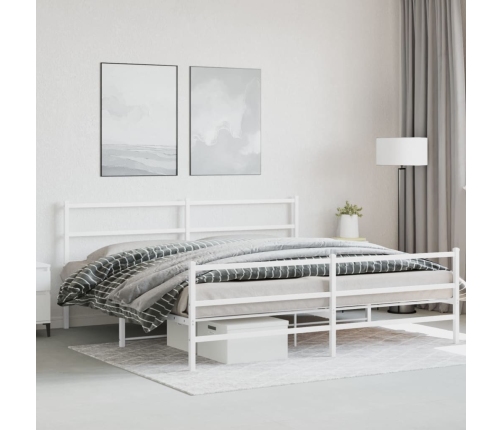 Estructura cama metal con cabecero y estribo blanco 183x213 cm