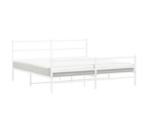 Estructura cama metal con cabecero y estribo blanco 183x213 cm