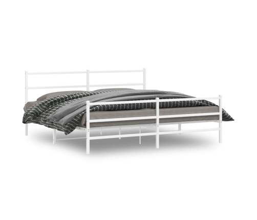 Estructura cama metal con cabecero y estribo blanco 183x213 cm