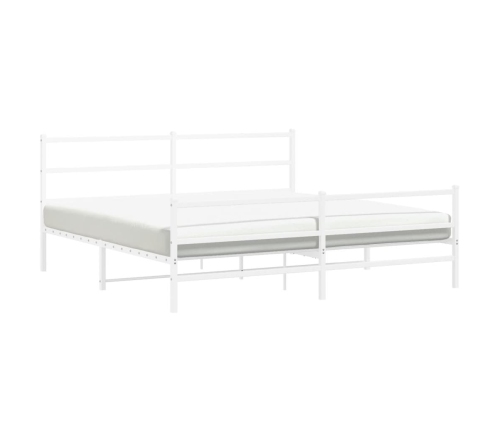 Estructura cama metal con cabecero y estribo blanco 193x203 cm