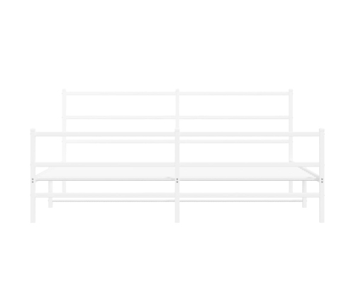 Estructura cama metal con cabecero y estribo blanco 193x203 cm