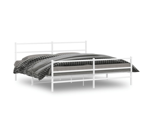 Estructura cama metal con cabecero y estribo blanco 193x203 cm