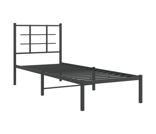 Estructura cama sin colchón con cabecero metal negro 75x190 cm