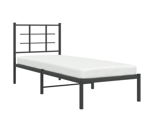 Estructura cama sin colchón con cabecero metal negro 75x190 cm