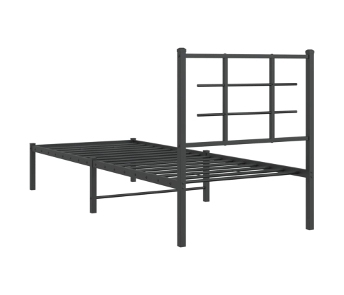 Estructura cama sin colchón con cabecero metal negro 75x190 cm