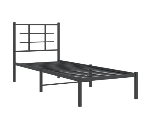 Estructura cama sin colchón con cabecero metal negro 80x200 cm