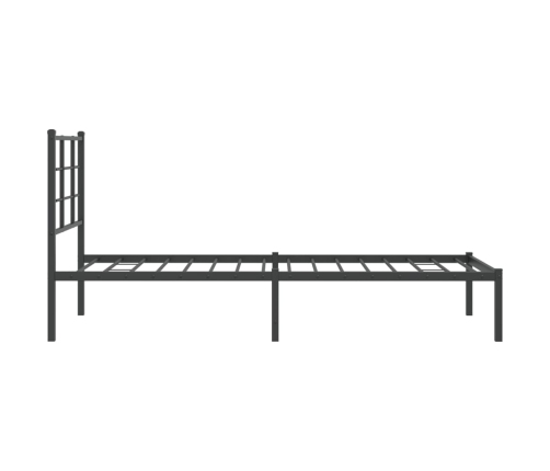 Estructura cama sin colchón con cabecero metal negro 80x200 cm