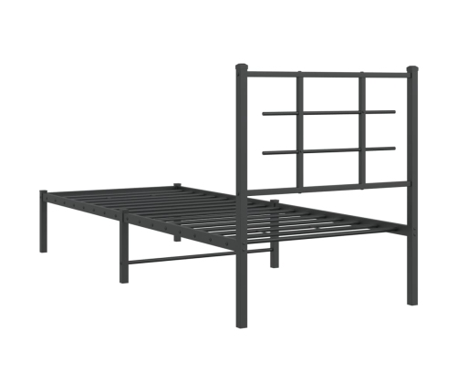 Estructura cama sin colchón con cabecero metal negro 80x200 cm