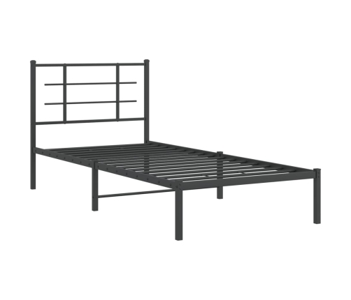 Estructura cama sin colchón con cabecero metal negro 90x190 cm