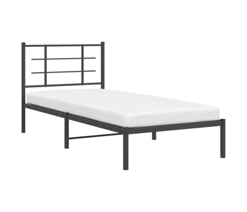 Estructura cama sin colchón con cabecero metal negro 90x190 cm