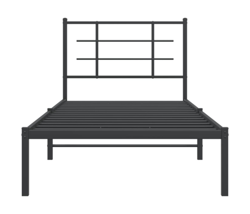 Estructura cama sin colchón con cabecero metal negro 90x190 cm