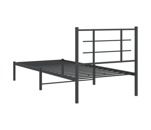 Estructura cama sin colchón con cabecero metal negro 90x190 cm