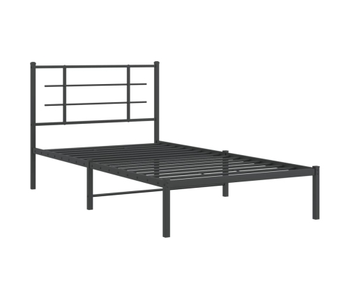 Estructura cama sin colchón con cabecero metal negro 100x190 cm