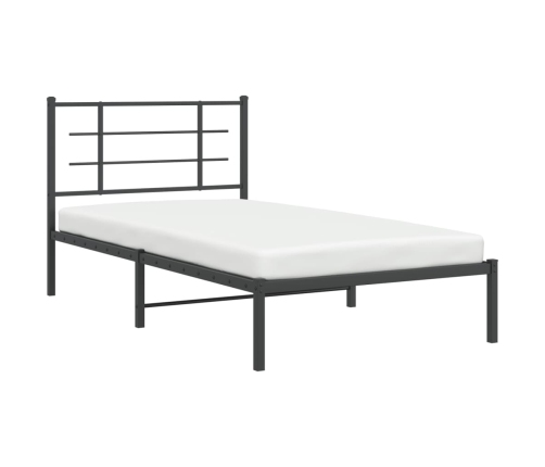 Estructura cama sin colchón con cabecero metal negro 100x190 cm