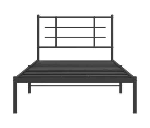 Estructura cama sin colchón con cabecero metal negro 100x190 cm