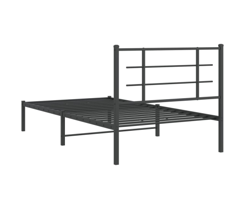 Estructura cama sin colchón con cabecero metal negro 100x190 cm