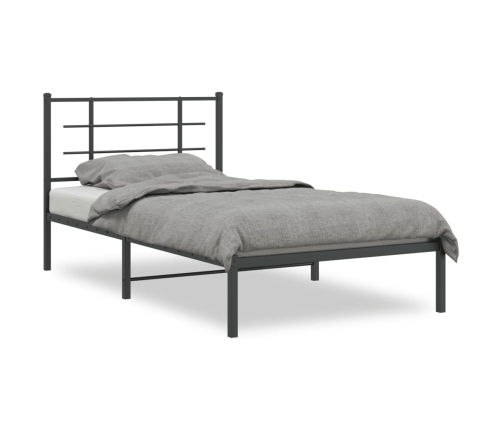 Estructura cama sin colchón con cabecero metal negro 100x190 cm