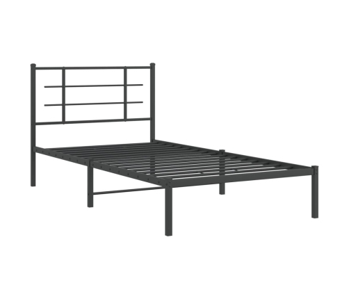 Estructura cama sin colchón con cabecero metal negro 107x203 cm