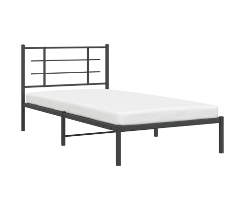 Estructura cama sin colchón con cabecero metal negro 107x203 cm