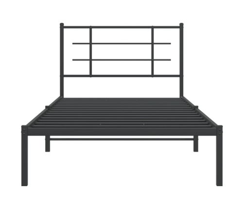 Estructura cama sin colchón con cabecero metal negro 107x203 cm