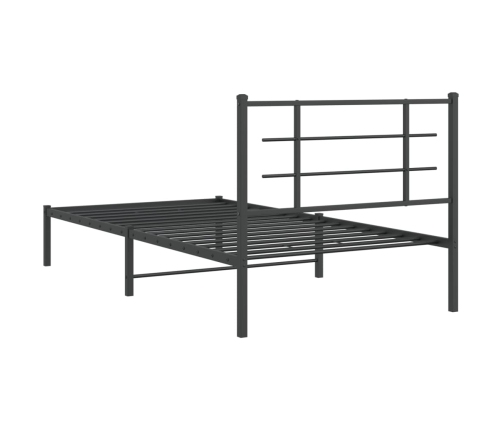 Estructura cama sin colchón con cabecero metal negro 107x203 cm