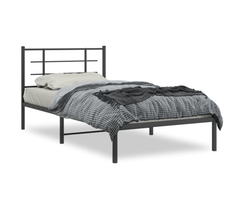 Estructura cama sin colchón con cabecero metal negro 107x203 cm